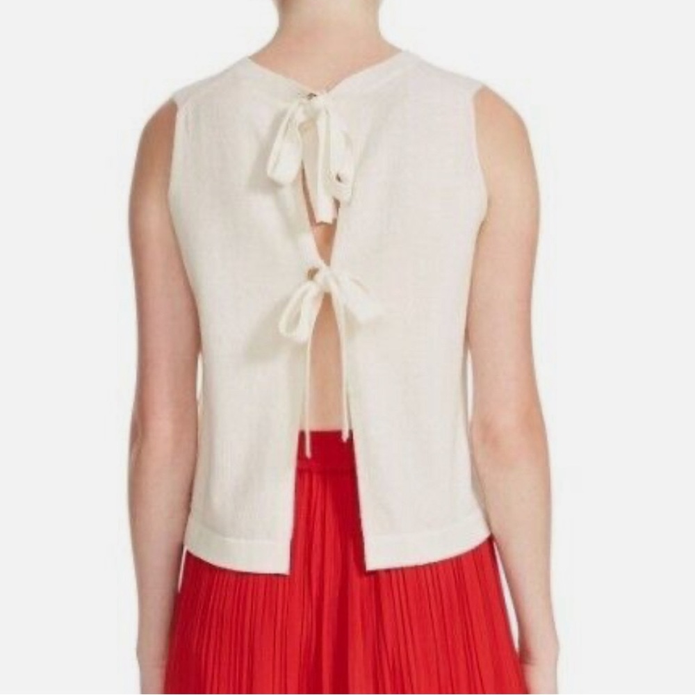 Maje ecru sleeveless cashmere/wool tieback vest Sz 3 (L)